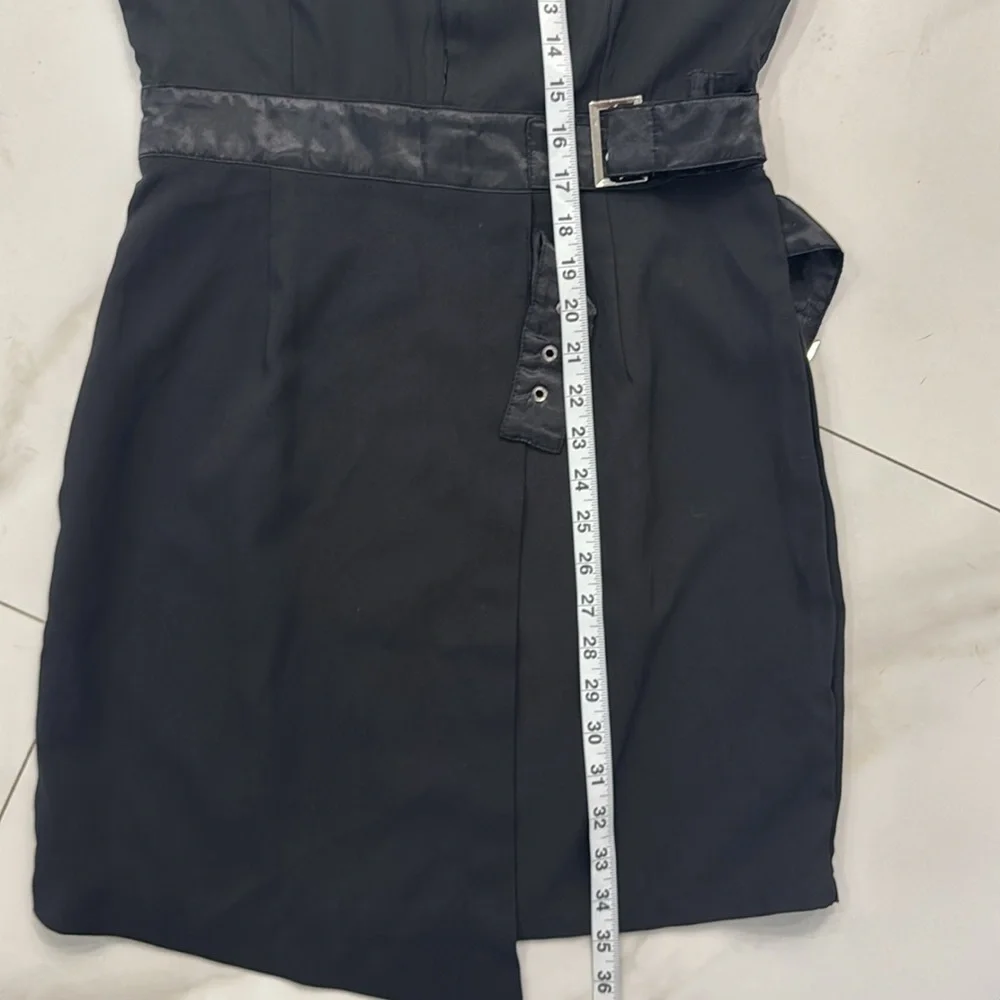 PrettyLittleThing Black Sleeveless Mini Dress with Buckles.  Sz 6 - Picture 11 of 14